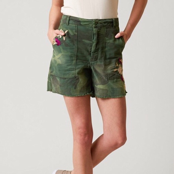 Free People Scout Camo Embroidered Shorts - Picture 5 of 8